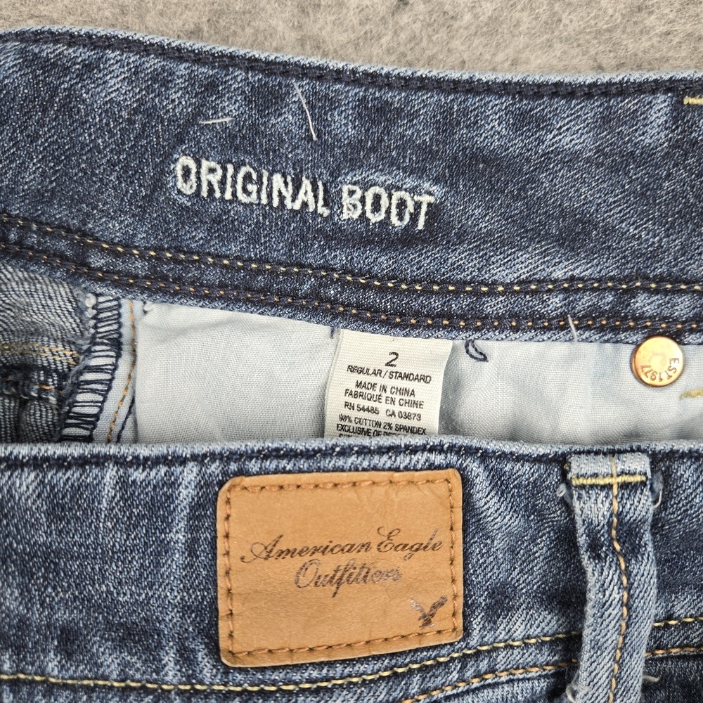American Eagle Original Boot Jeans Women's Size 2 Dark Wash Low Rise Y2K Bootcut